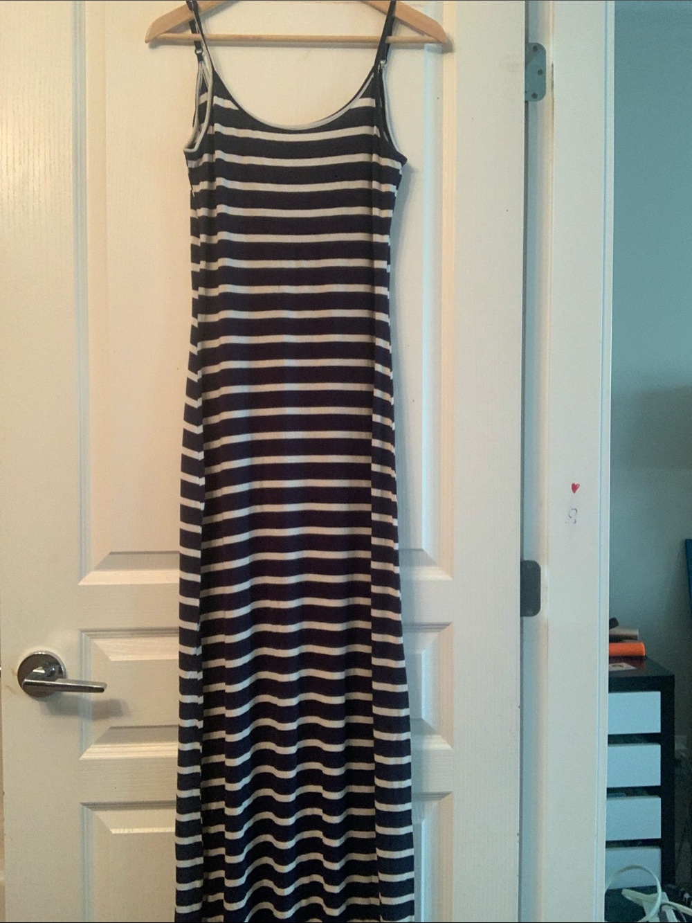 Rebel Sugar Navy and White Striped Maxi Dress